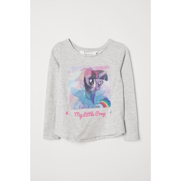 H&M kids jersey top, melange gray, size 2-4T